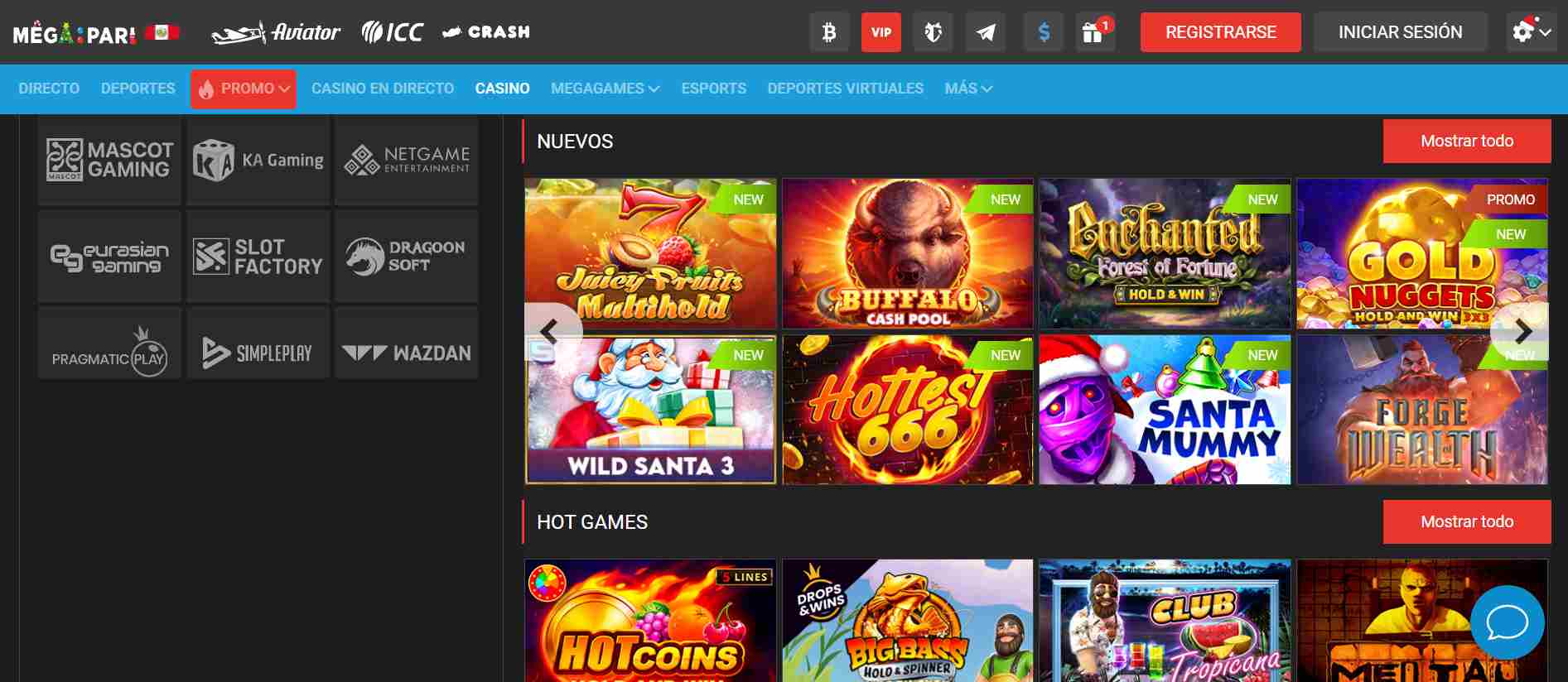 Juegos de casino Megapari