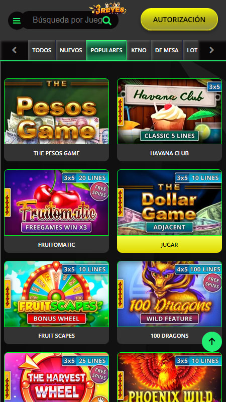 Catálogo de juegos destacados en 3 Reyes Casino en México