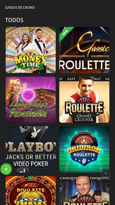 Interfaz del casino en vivo de Strendus